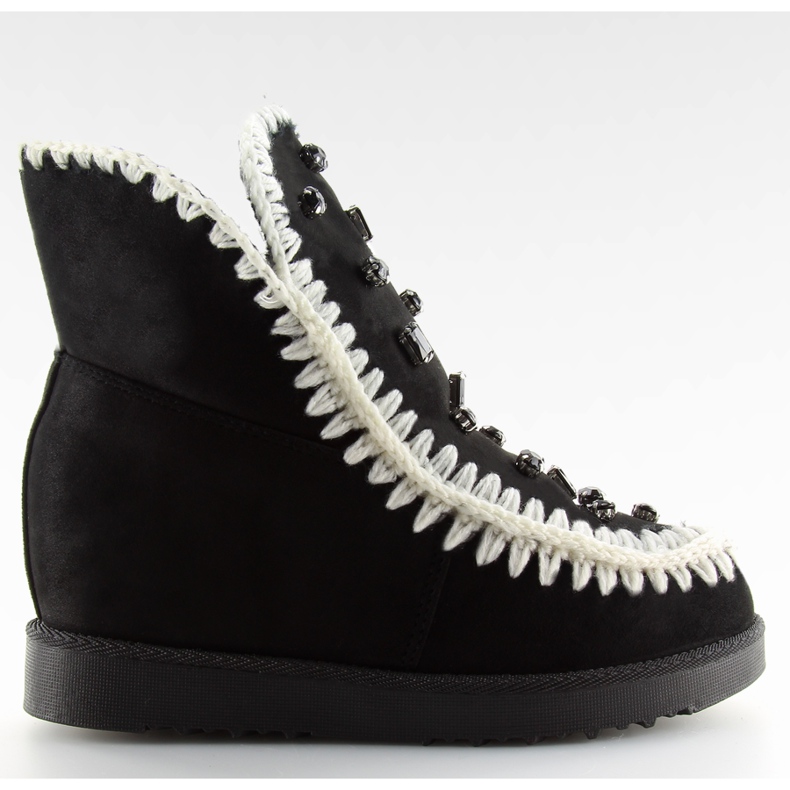 Botki na koturnie czarne DD62P black