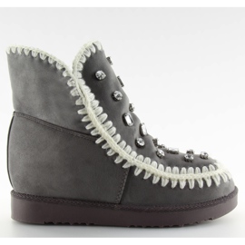 Botki na koturnie szare DD62P grey