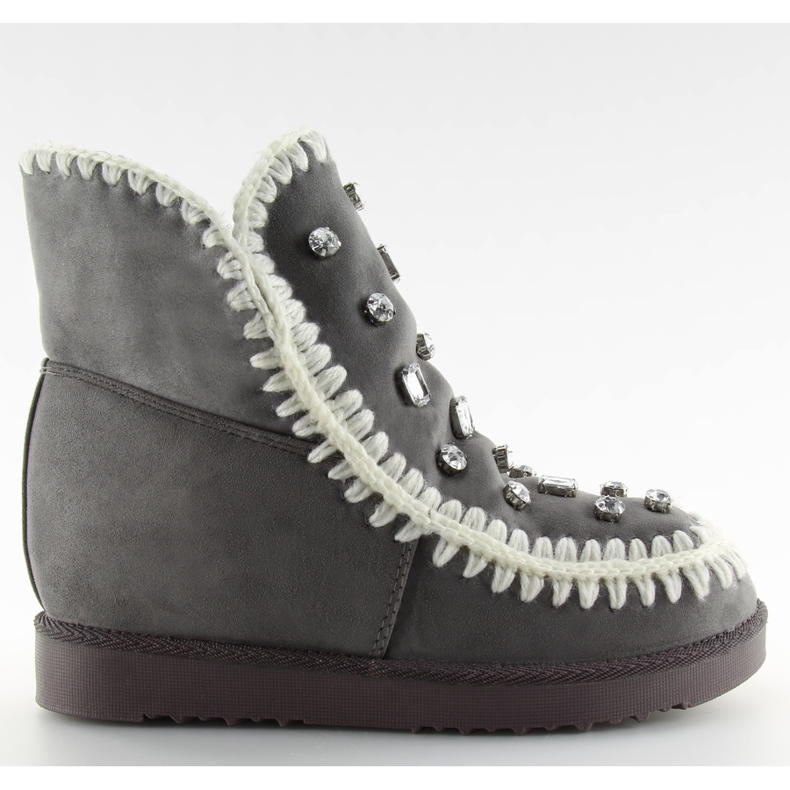 Botki na koturnie szare DD62P grey