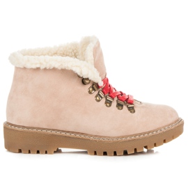 Vices Niskie traperki z kożuszkiem brązowe