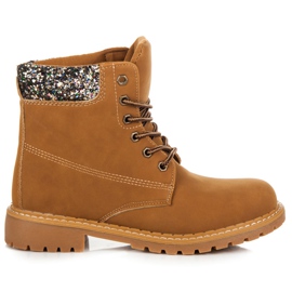 Traperki z brokatem brązowe