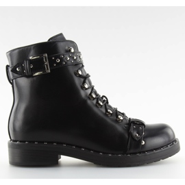 Botki glany z ćwiekami czarne ae82p black miedziane