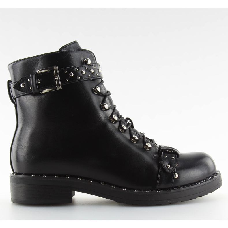 Botki glany z ćwiekami czarne ae82p black miedziane