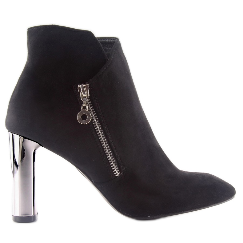 Eleganckie Botki Na Srebrnym Obcasie M280P czarne