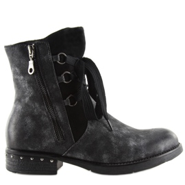 Botki workery czarne s113 black szare