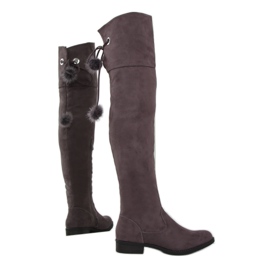 Oficerki Muszkieterki Z Pomponami Mokka wielokolorowe brązowe