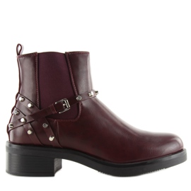 Sztyblety damskie z ćwiekami bordowe wine czerwone