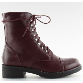 Botki glany z ćwiekami bordowe wine red wielokolorowe czerwone