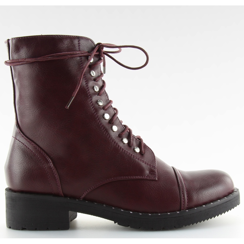 Botki glany z ćwiekami bordowe wine red wielokolorowe czerwone