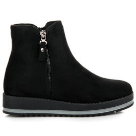 Zamszowe Botki Na Platformie czarne