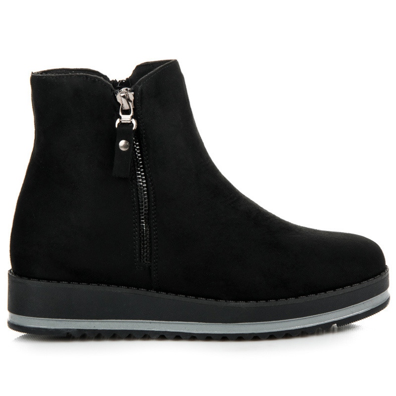 Zamszowe Botki Na Platformie czarne