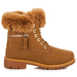 Traperki z futerkiem na cholewce brązowe