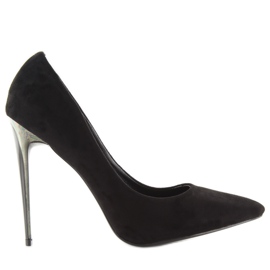 Czółenka Na Szpilce Zamszowe Czarne 66-29