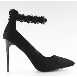 Czółenka na szpilce czarne LE033P Black