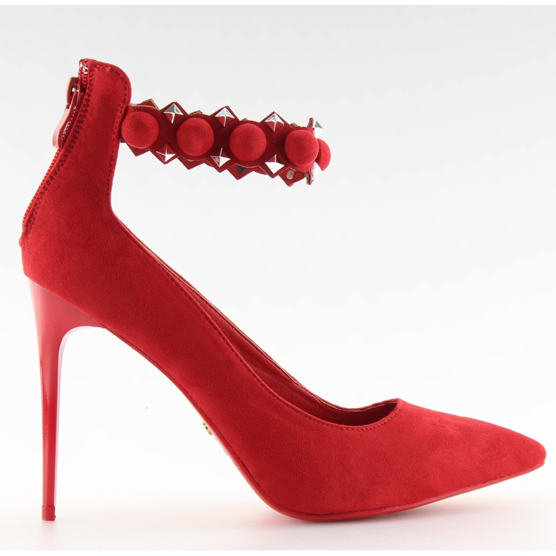 Czółenka na szpilce czerwone LE033P red