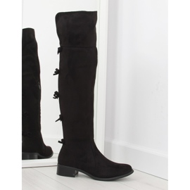 Oficerki muszkieterki z kokardkami czarne