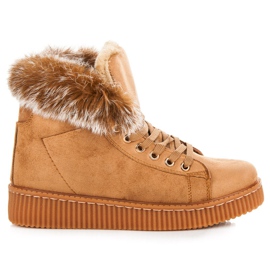 Botki Creepersy Z Futerkiem brązowe