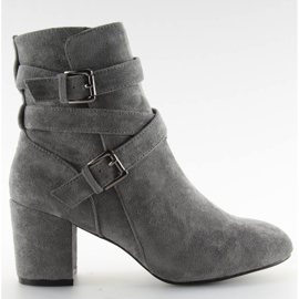 Botki na szerokim obcasie szare CL62 grey