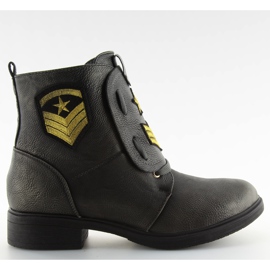 Botki workery z naszywkami szare H-4 grey