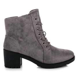 Vices Zamszowe Workery Na Obcasie szare