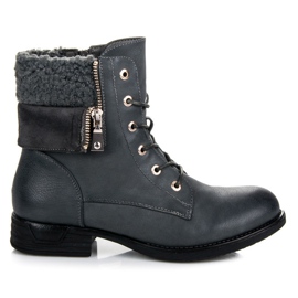 Queentina Botki na wiązanie szare