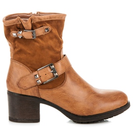 Super Mode Brązowe Workery Na Słupku