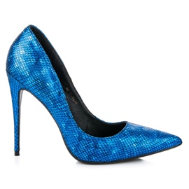Vices Szpilki snake print niebieskie