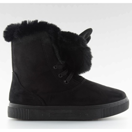 Śniegowce z uszkami czarne DD38 black