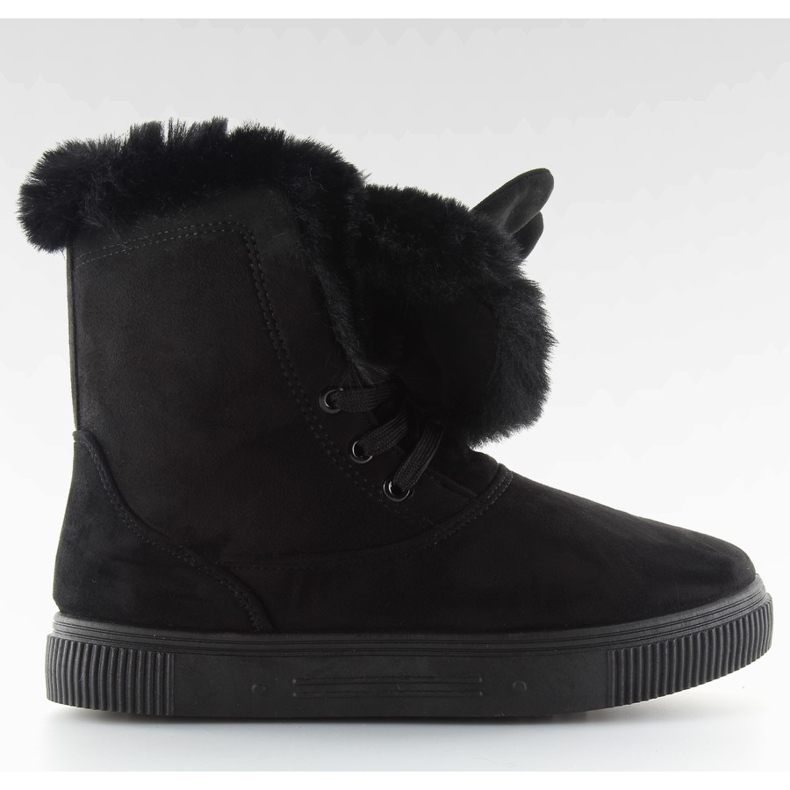 Śniegowce z uszkami czarne DD38 black