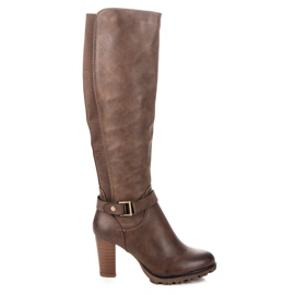 Super Mode Klasyczne kozaki na słupku brązowe