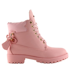 Timberki z kłódką szare 1302 Pink różowe