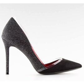 Szpilki brokatowe czarne 5127 black szare