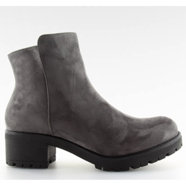 Botki damskie na szerokim obcasie szare