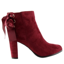 Botki na słupku bordowe A852 wine czerwone