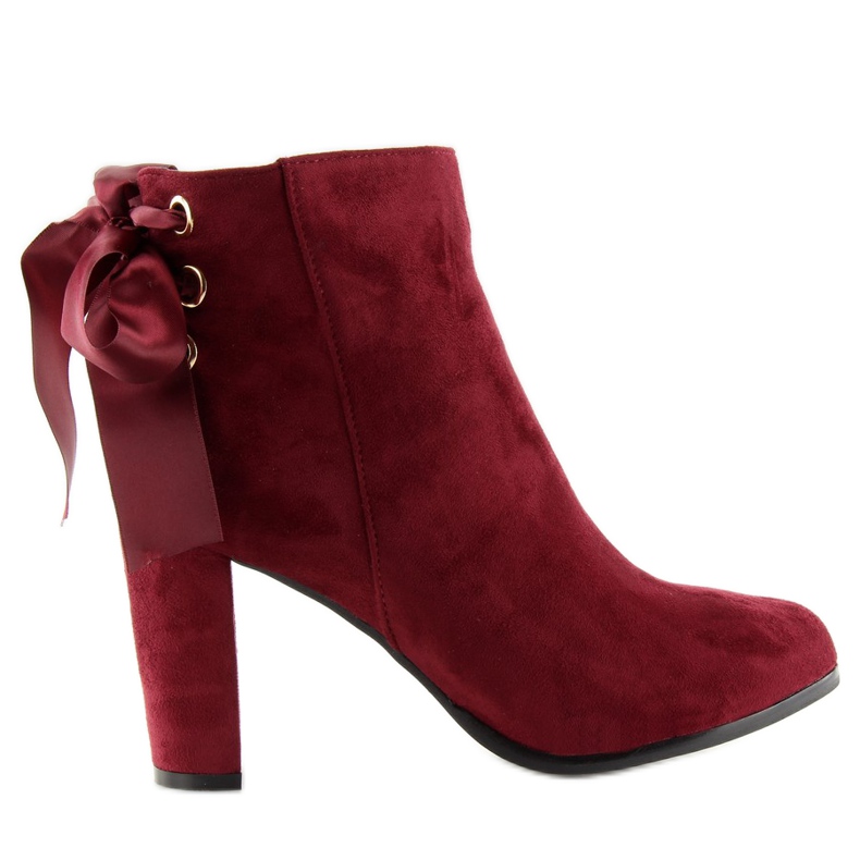 Botki na słupku bordowe A852 wine czerwone