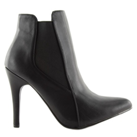 Botki Na Szpilce Czarne Matowe 9095-43A