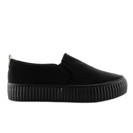 Slip-on Na Wysokiej Prążkowanej Podeszwie czarne