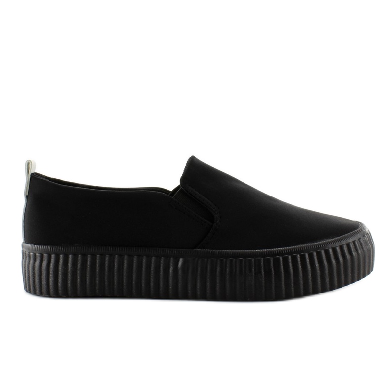 Slip-on Na Wysokiej Prążkowanej Podeszwie czarne