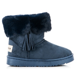 Bella Paris Mukluki z frędzlami granatowe