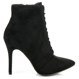 Cm Paris Wiązane Botki Na Szpilce czarne