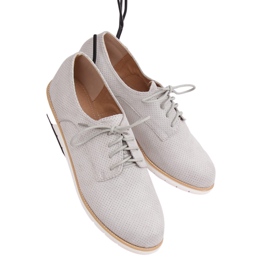 Mokasyny damskie sznurowane szare T297 Grey