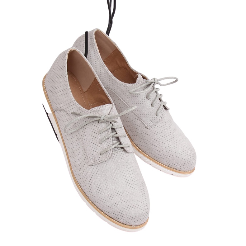 Mokasyny damskie sznurowane szare T297 Grey