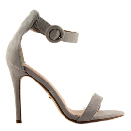 Sandałki na szpilce szare NF-17 Grey
