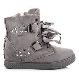 Sneakersy z kokardkami szare