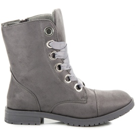 Sport Workery wiązane wstążką szare