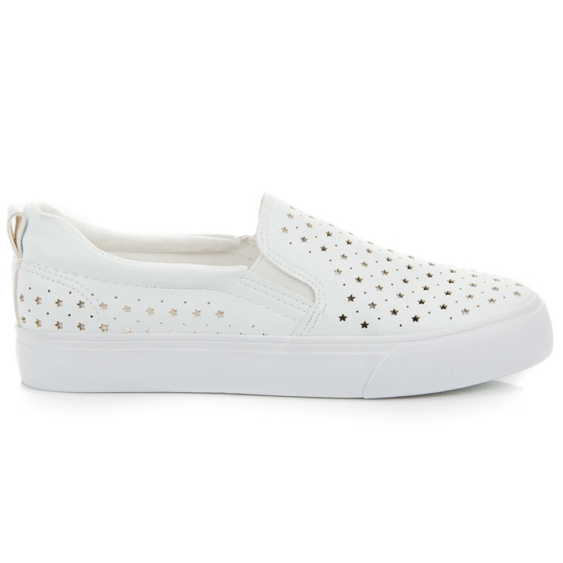 Białe ażurowe slipony