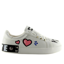 Trampki z napisami białe T302 White