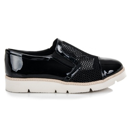 Vinceza Lakierowane półbuty z siateczką czarne