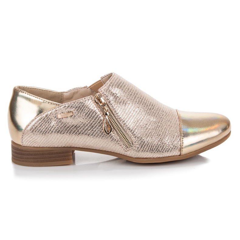 W. Potocki Złote Półbuty Snake Print złoty