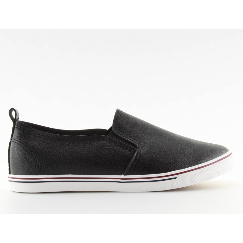 Trampki slip-on licowe czarne xl08p Black